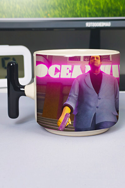 ZipZap كوب سيراميك فاخر مطبوع عليه GTA Vice City (قطعة واحدة) على شكل حرف T ب...