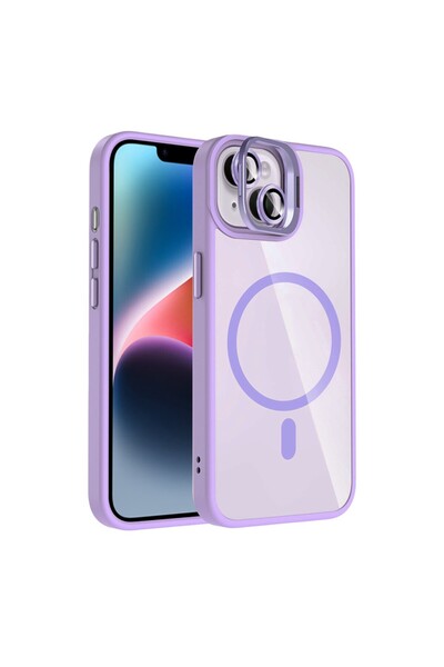 UnDePlus Apple iPhone 13 Kılıf Kamera Lens Hediyeli Standlı M-Safe Şarj Özell...