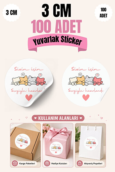 qoeuyl boutique Prepared with Love for You 3 cm Round 100 Pieces Sticker Pack...