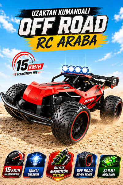 YILDIRIM OYUNCAK Uzaktan Kumandalı 15 Km/h Yapan Off Road RC Araba 38cm – Yük...