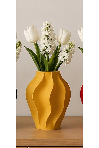 HANART Modern dekoratif şık vazo 20 cm sarı