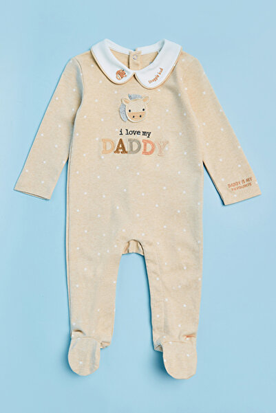 R&B Embroidered Collared Footed Sleepsuit with Long Sleeves