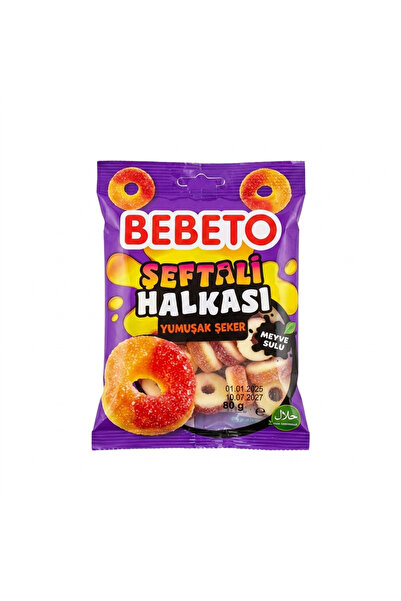 BEBETO Şeftali Halka Yumuşak Şeker Jelibon 80 g 3 adet