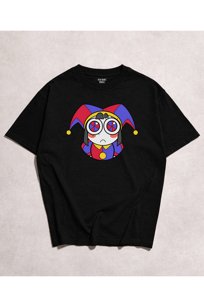kun inaki Pomni The Amazing Digital Circus Baskılı Siyah Unisex Tişört