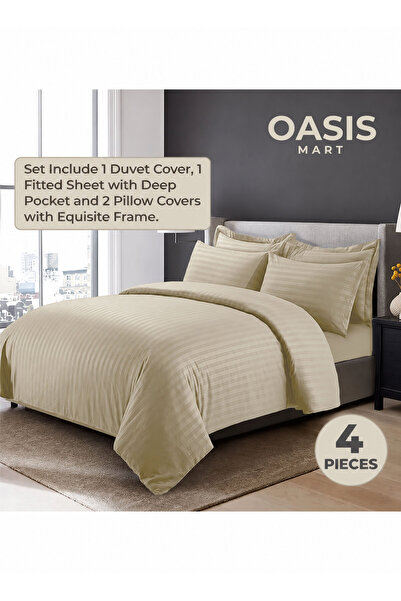 Generic 4-Piece Luxury King Size Striped Bedding Set – Duvet Cover 220×240 cm...
