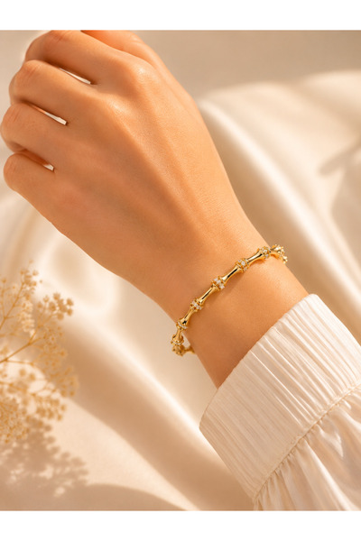 VALERRA Gold Shine Premium Çelik Bileklik – Zirkon Taşlı, Kararma Yapmaz