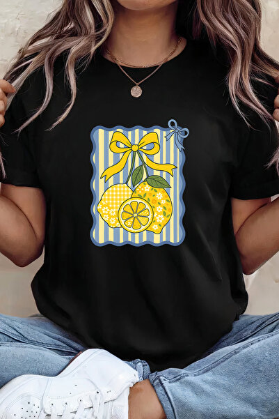 Sarah's Boutique Women's T-shirt – 100% cotton – Lemon Stripes