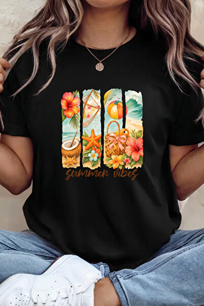 Sarah's Boutique Women's T-shirt – 100% cotton – Tropical Panels