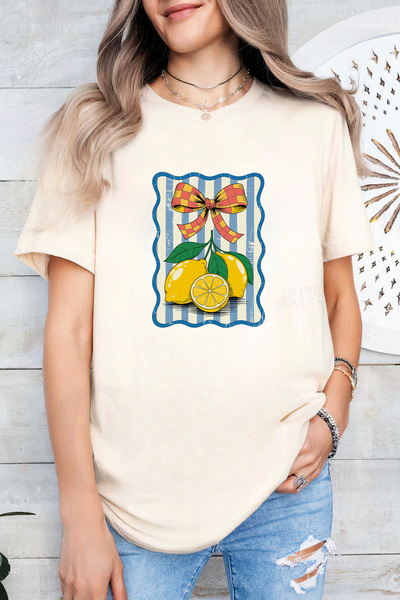 Sarah's Boutique Women's T-shirt – 100% cotton – Checkered Lemon