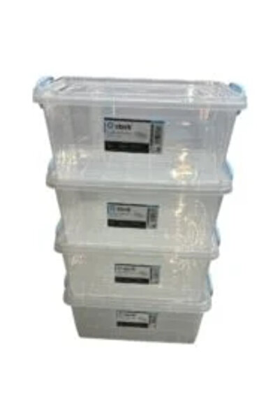 sterk 4 Sheer Plastic Food Boxes 8 L with lid and handle closure L=30.5cm, w=...