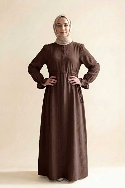 madam trend Dark Brown Women's 100% Cotton Muslin Fabric Waist-Tied Drawstrin...