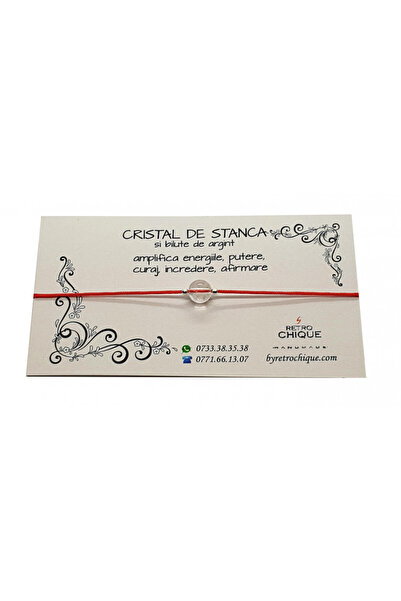byRetroChique Bratara o piatra cristal de stanca si bilute de argint
