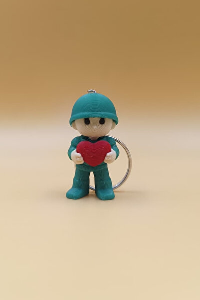 Rodopiva Hearted Soldier Figure Keychain - Movable Keychain Bag Ornament Charm
