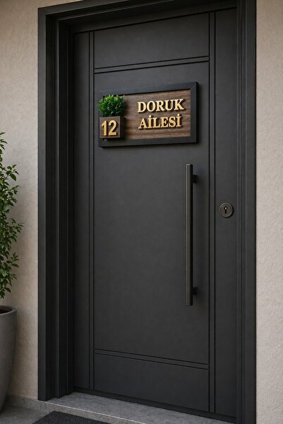 SHELİFE Kişiye Özel Ahşap Kapı İsimliği ve Kapı Numarası 15x25 cm | Dekoratif...