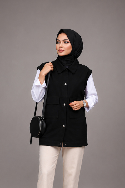 FREYA MODA Tesettür Gabardin Yelek