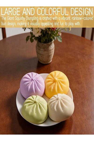 Generic Dexprosy Giant Squishy Dumpling with Steamer - Stress Relief and Sensory Dough Ball, Soft and Stretchy Fidget Toy, Large Rainbow Bun, for Birthday and Party Gifts (Green)