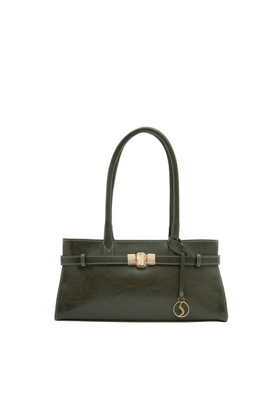 Santini Collection Bag Women's Shoulder Bag Handbag Baguette Bag Leather Casual, Stylish Khaki Gold Evening Dress – Lyra