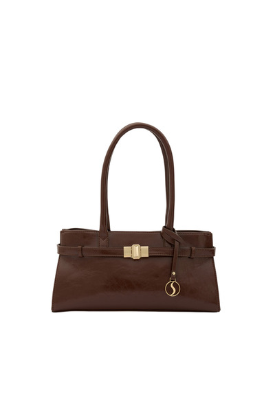 Santini Collection Bag Women's Shoulder Bag Handbag Baguette Bag Leather Casual, Stylish Brown Gold Evening Dress – Lyra