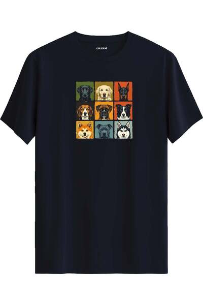 Colermi Retro Dog Collage Design T-Shirt