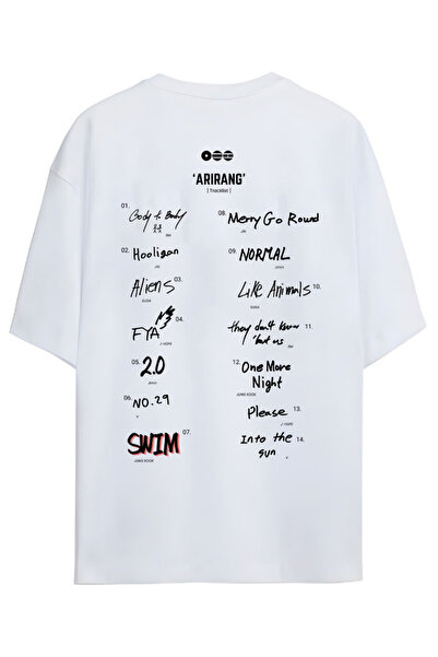 Grafftee Clothing BTS K-Pop "ARIRANG TRACKLIST" Sırt Ve Göğüs Baskılı Yazılı ...