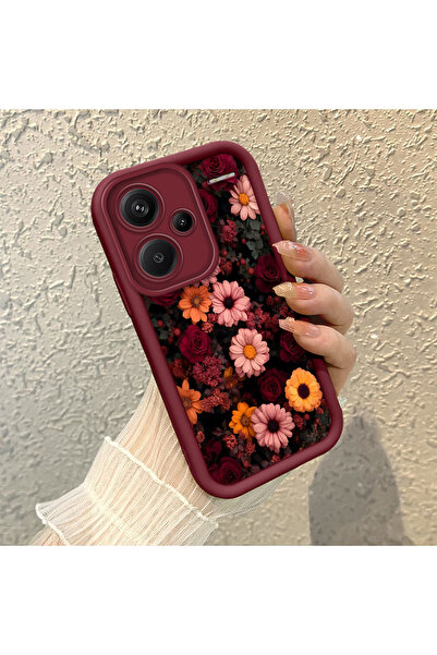 SLIMFELT Redmi Note 13 Pro Plus+ 5G Uyumlu Yüksek Kaliteli Çiçek Desenli, Düş...