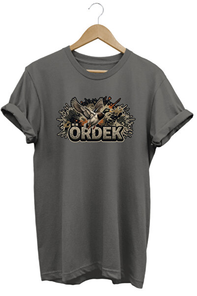 WİDİ Duck Graphic Printed Crew Neck Cotton Hunter Nature T-Shirt