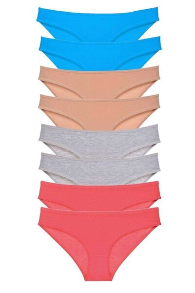 Mestore 8 Piece Super Eco Set Lycra Women's Slip Panties Skin Gray Fuchsia Blue