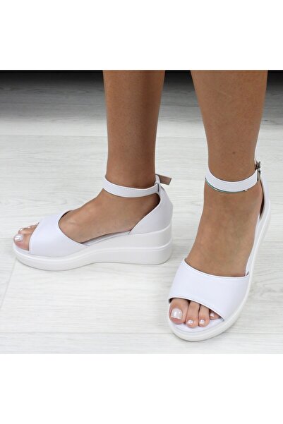 Tonii Women's Sandals , white with platform and adjustable strap, C-50