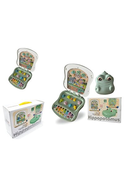 ANGMAD Hipopotam Verde 2 în 1 Jucărie Interactivă Muzicală cu Pian și Pinball...