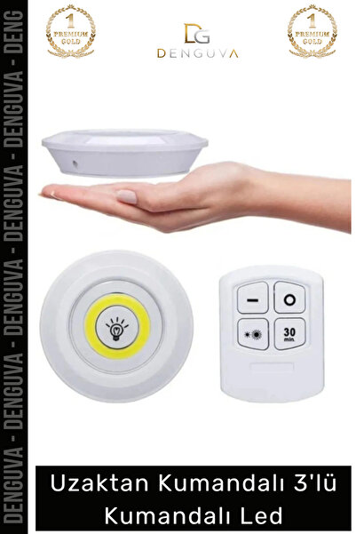 Denguva #LedSpot Uzaktan Kumandalı Yapışkanlı Pilli Kablosuz Dokunmatik Mutfa...