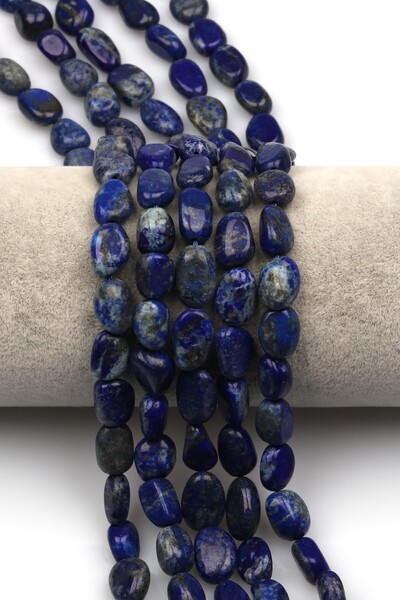 Alibaba Doğaltaş Lapis Lazuli Doğal Taş Dizi 10 x 13 mm Mercimek Kesim - DZ-1229