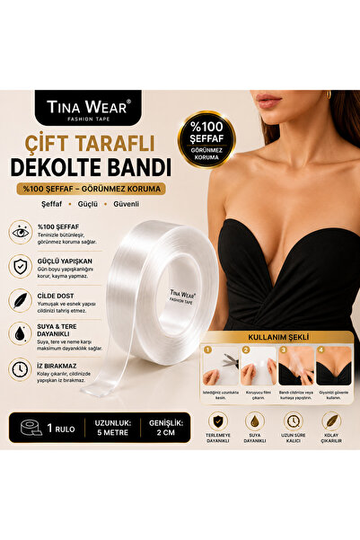 tina w e a r Çift Taraflı Dekolte Bandı Şeffaf Fashion Tape Elbise ve Kıyafet...