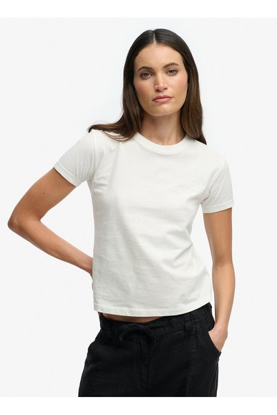 SUPERDRY White Women's Standard Fit Logo Printed T-Shirt W1011346A
