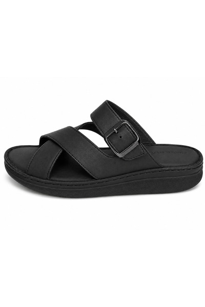 Castle Black Nova Black Genuine Leather Women's Sandals