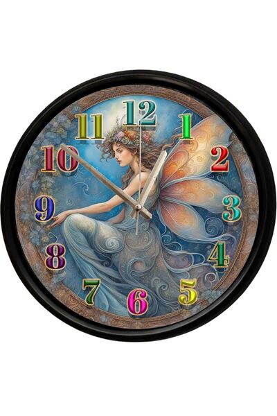 Caseras Fantastic Fairy Girl Design Decorative Wall Clock 28 cm Silent Mechanism