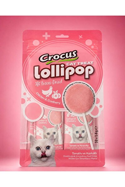 Crocus Kediler İçin Tavuklu Ve Kızılcıklı Lolipop 10x1,4 gram – Ödül ve Atışt...