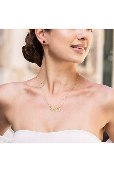Larezo Colier Din Argint 925 Placat Cu Aur, Pandantiv Infinit Cu Mesaj Love S...