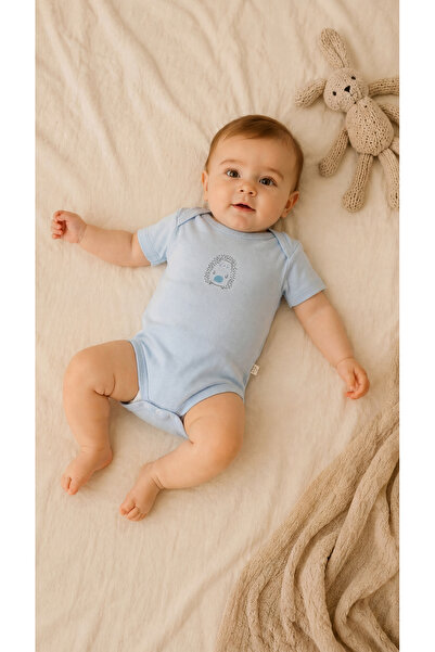 ZUMI BABY KIDS Blue Suprem Hedgehog Printed Unisex Cotton Short Sleeve Snap F...