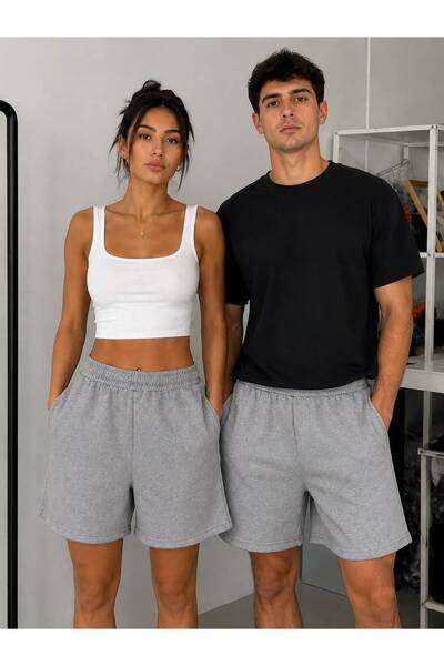ZV unisex beli lastikli rahat kalıp şort (TEK ADETTİR!!!)