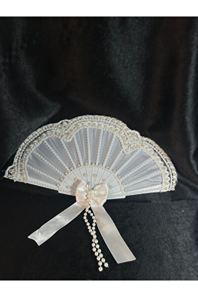 Bridal Luxe Vintage gelin yelpazesi incili