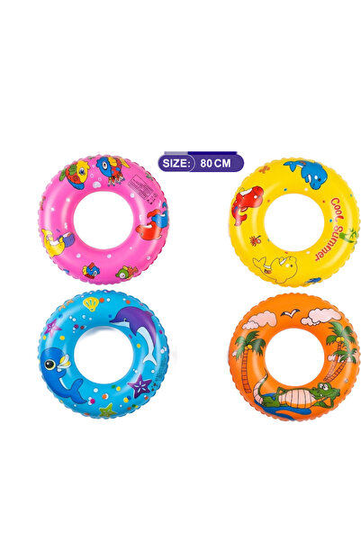 iTajir 80cm Inflatable Round Swimming Ring Toy with Water Cartoon Graphics Fu...