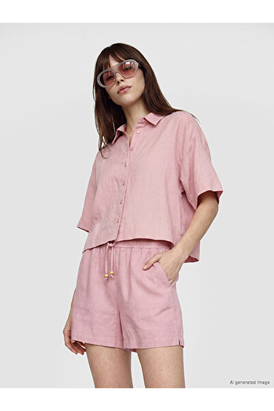 LC Waikiki Yk Plus Farkiyla Linen Blend Women's Shirt
