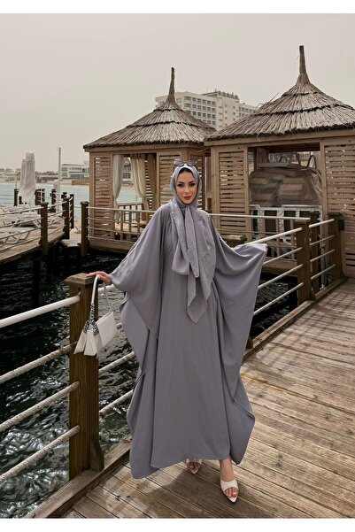 bybusgulce Diana Abaya Kumlu Krep Kumaş Standart Beden Tesettür Abaya