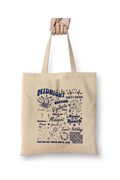 Toyaso Taylor Swift Midnights White Tote Bag Long Handle Shopping Bag Beach Bag