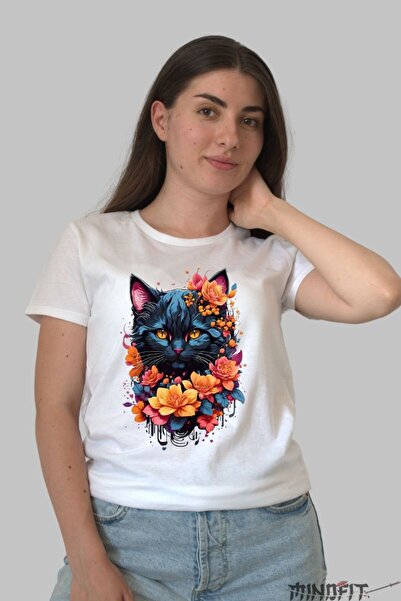 GILDAN Tricou Pisica Neagra Viu Colorata
