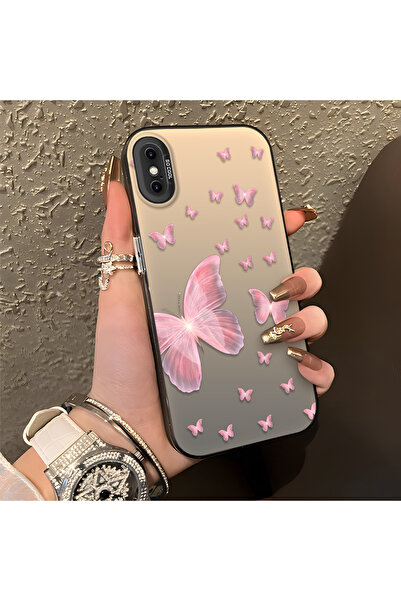 PATTERNOVA iPhone X/XS Uyumlu Nazarik Kelebek Desenli, Tam Kaplama Koruma, Şı...