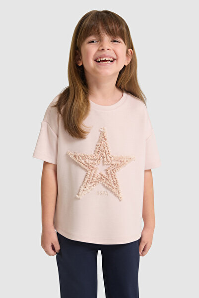 U.S. Polo Assn. Kız Çocuk Bisiklet Yaka Açık Pembe Tişört 50325658-VR078