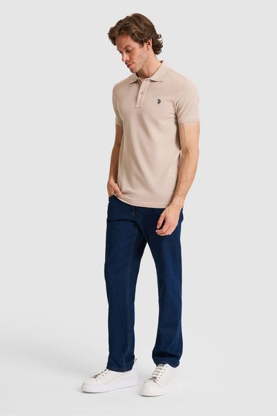 U.S. Polo Assn. Men's Slim Fit Polo Neck Stone Basic T-Shirt 50322347-Vr049