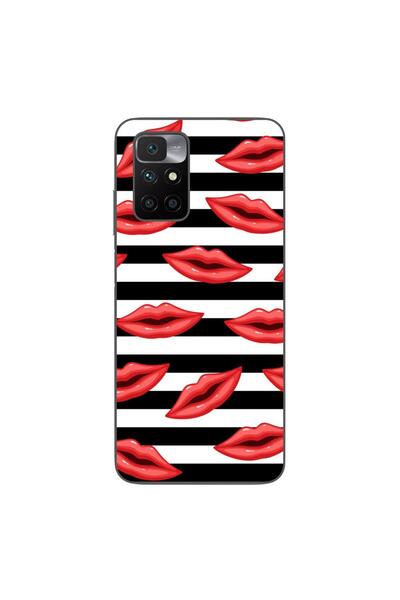 OEM Case compatible with Xiaomi Redmi 10 Silicone Gel Tpu Pattern Striped Kisses