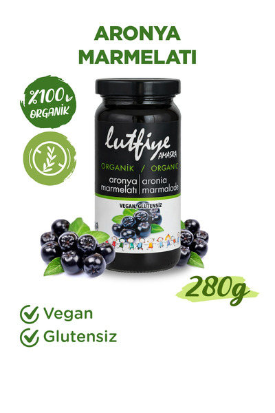 LUTFIYE Organik Aronya Marmelatı 280 g – Rafine Şeker İlavesiz, Üzüm Suyu Kon...